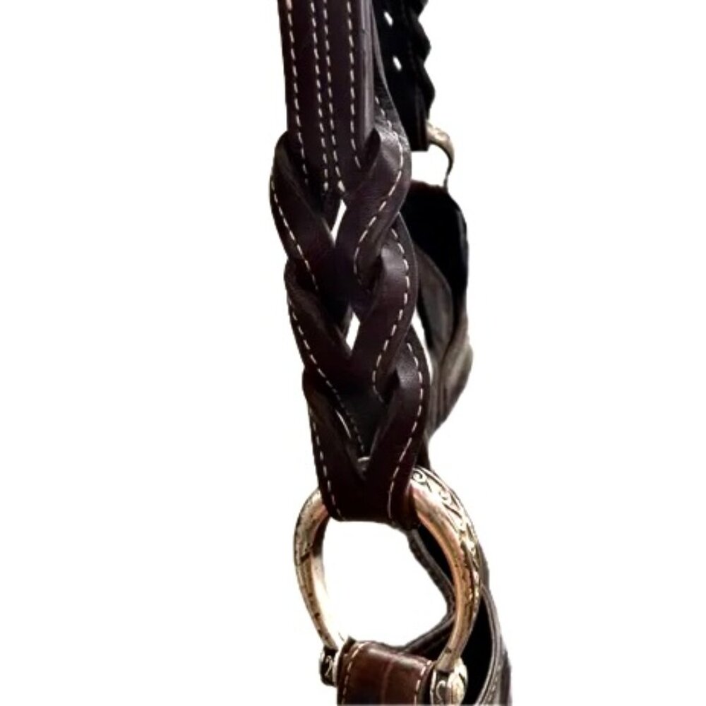 Brighton Hobo Shoulder Tote Bag in Croc Embossed Chocolate Brown Leather - Picture 9 of 12